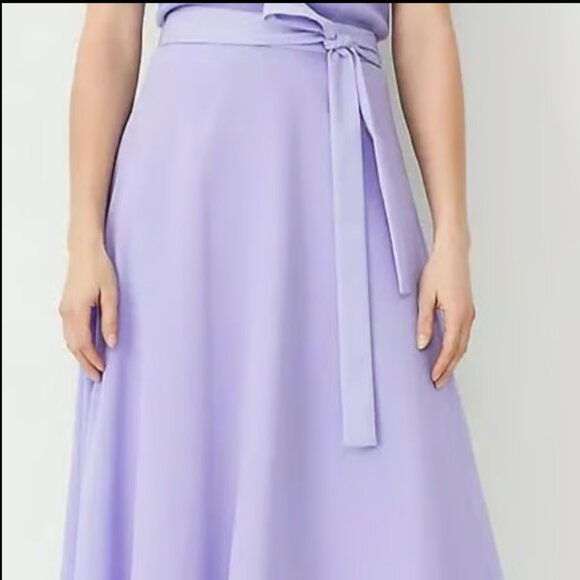 ANN TAYLOR TIE BELTED WAIST FULL MIDI SKIRT LAVENDER $129 NWOT 8 - Picture 4 of 8